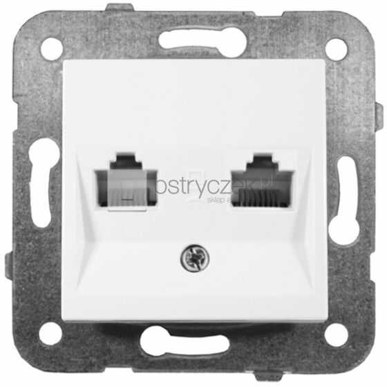 Gniazdo teleinformatyczne 1x RJ11 + 1x RJ45 kat. 5e - Karre Biały