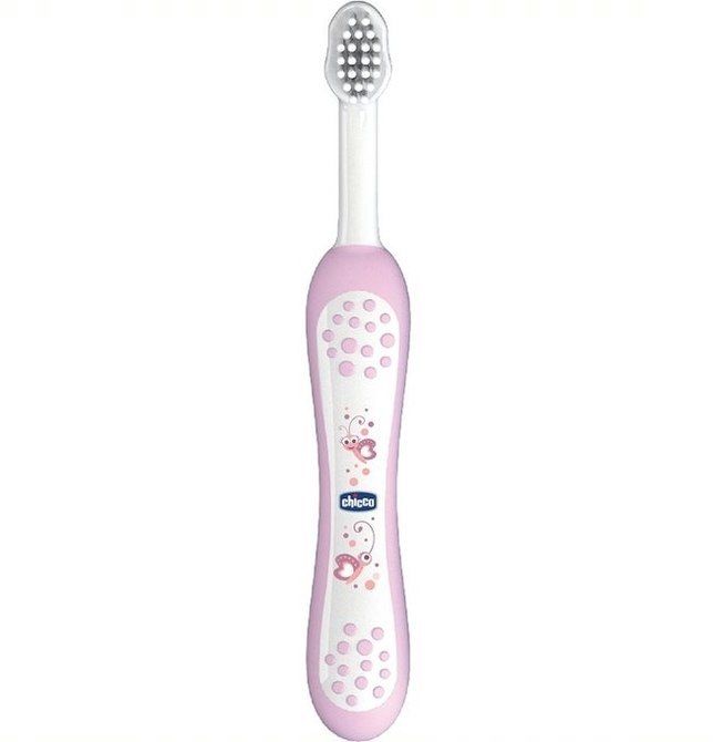 Szczoteczka do zębów różowa 6 - 36 m+ CHICCO