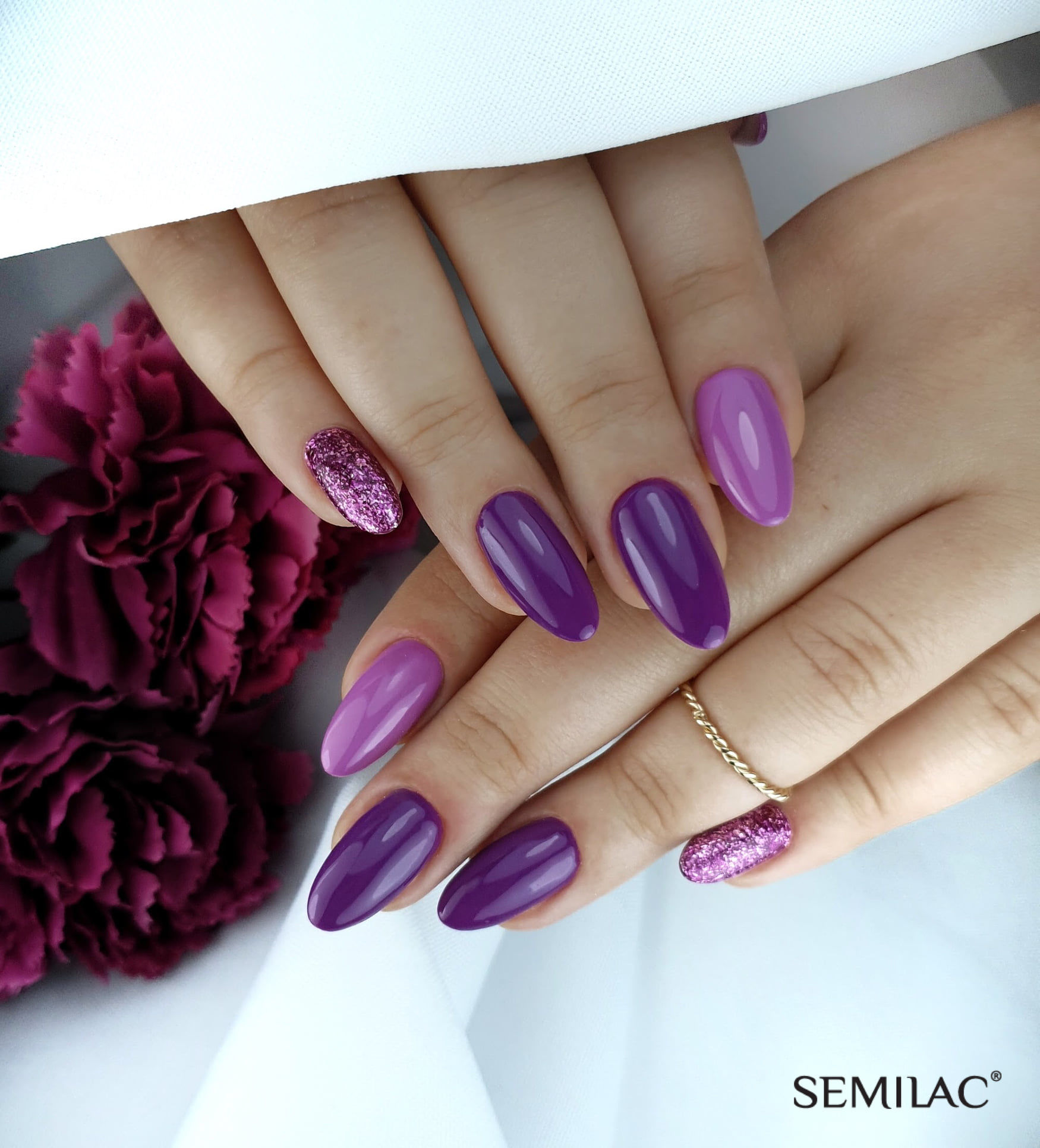 SEMILAC 010 Pink & Violet UV LED Lakier Hybrydowy 7ml