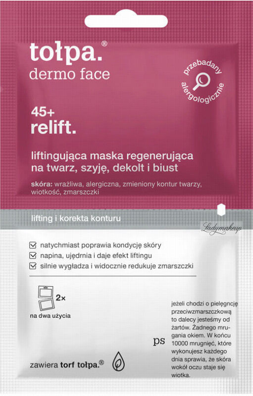 Tołpa - Dermo Face 45+ Relift. - Liftingująca maska regenerująca na twarz, szyję, dekolt i biust - 2 x 6 ml