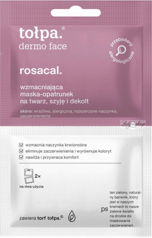 Tołpa - Dermo Face Rosacal - Wzmacniająca maska-opatrunek na twarz, szyję i dekolt - 2 x 6 ml