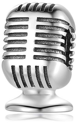 Rodowany srebrny wiszący charms do pandora mikrofon microphone srebro 925 CHARM250