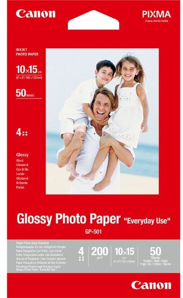Canon GP-501 Glossy Photo Paper, papier fotograficzny, błyszczący, biały, 10x15cm, 4x6", 210 g/m2, 50 szt., 0775B081