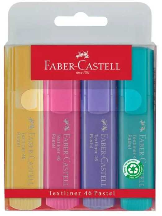 Zakreślacz faber castell 1546 kpl.4 kolory pastelowe