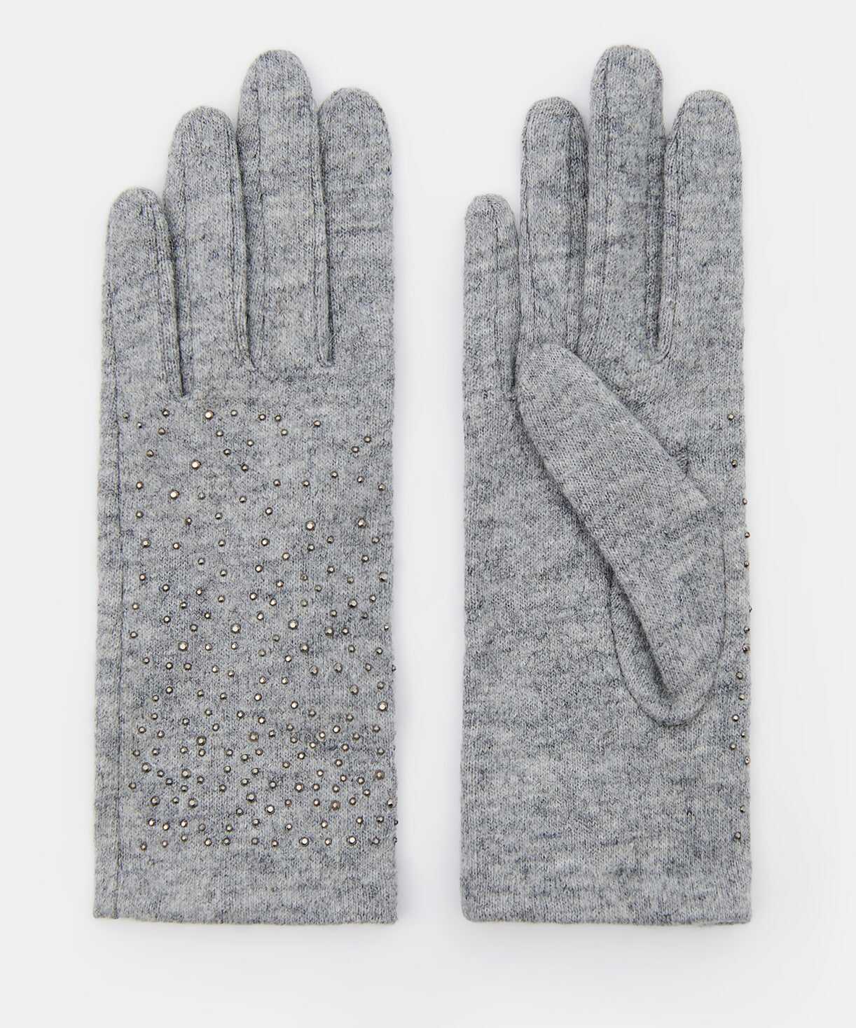 Mohito - Szare rękawiczki z wełną - Jasny szary