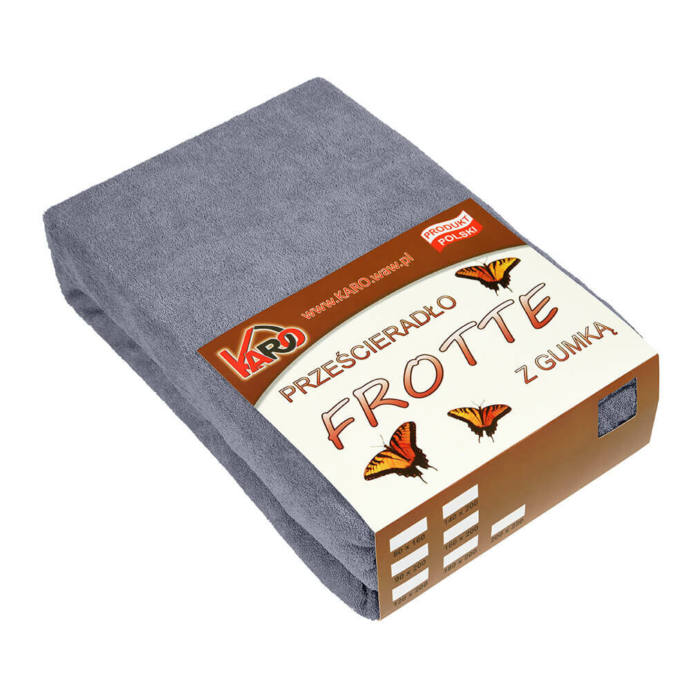 KARO Prześcieradło frotte z gumką 120x200 grafitowe 070 grube 200g/m2