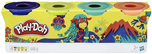 Play-Doh 4 tuby Dzikie Kolory, dla dzieci w wieku od 2 lat, tuby po 112 g, ciemnoniebieski, jasnozielony, pomarańczowy, zielony