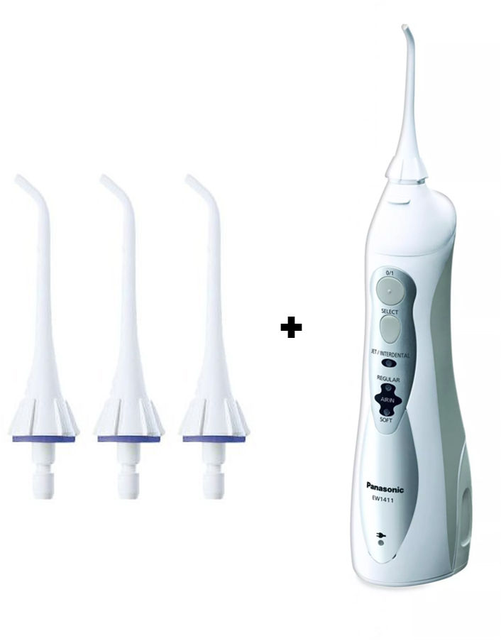 PANASONIC DentaCare EW 1411 - bezprzewodowy irygator turystyczny najnowszej generacji z trzema trybami pracy (2-końcówki w zestawie PLUS DODATKOWE 2-KOŃCÓWKI)