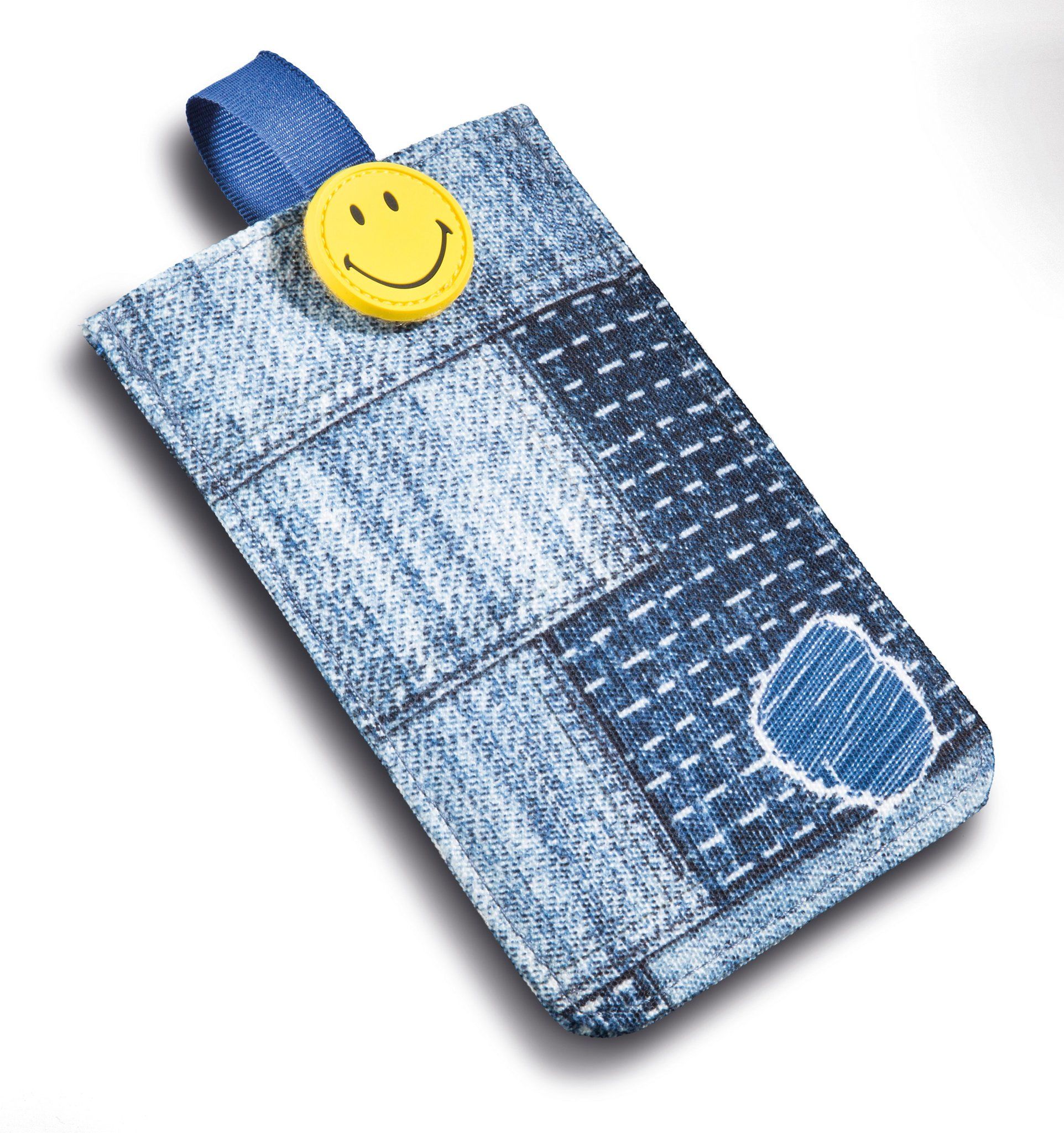 Nici 41535 Smiley etui na telefon komórkowy, wygląd jeansowy, 10 x 15 cm
