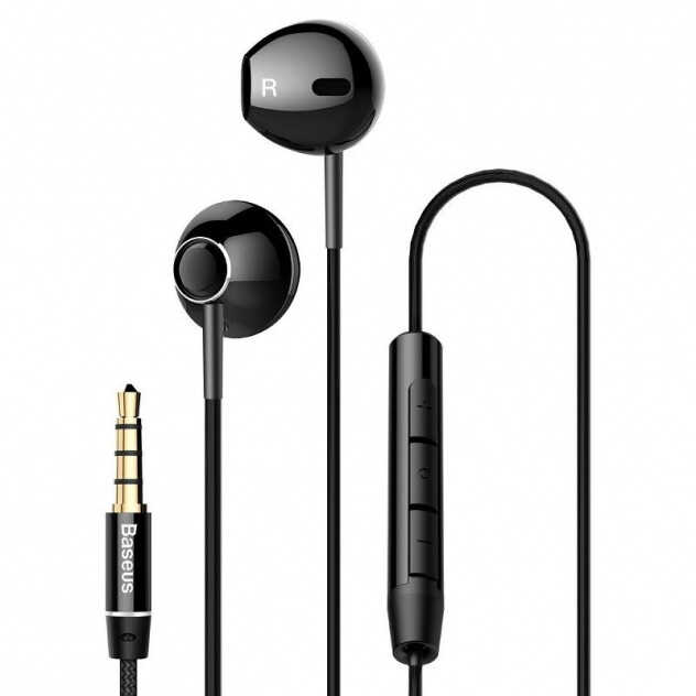 Słuchawki przewodowe Baseus Encok H06 dokanałowe z mikrofonem - czarne (NGH06-01)
