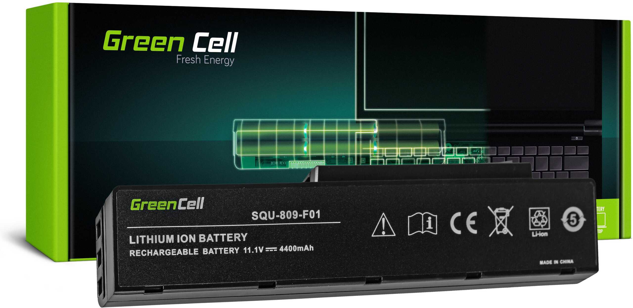 Bateria Green Cell SQU-809-F01 do Fujitsu-Siemens Amilo Li3710 Li3910 Pi3560 Pi3660
