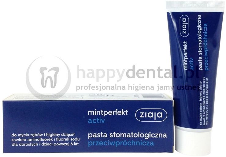 ZIAJA MINTPERFECT ACTIV pasta 75ml - przeciwpróchnicza pasta do zębów zawierająca aminofluorek i fluorek sodu