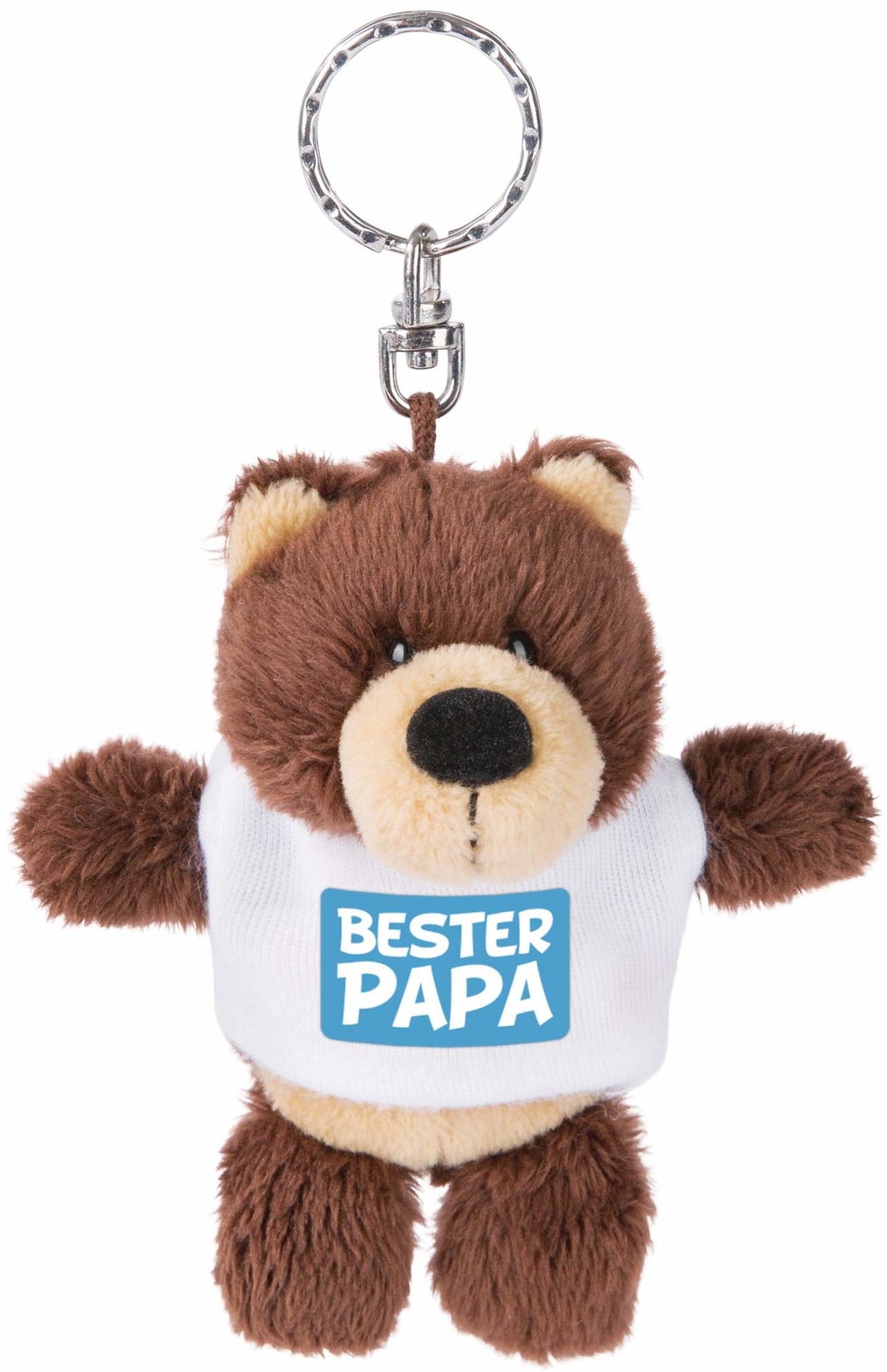 NICI 44707 breloczek do kluczy niedźwiedź z T-shirtem Bester Papa 10 cm, brązowy
