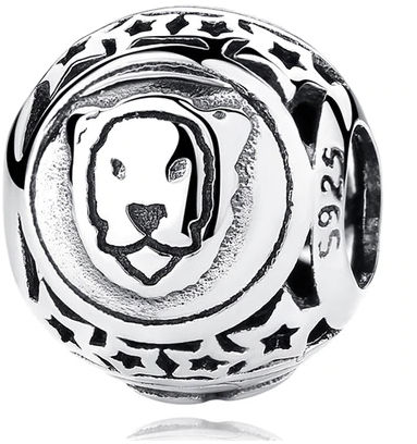 Rodowany srebrny charms do pandora znak zodiaku lew lion srebro 925 BEAD18