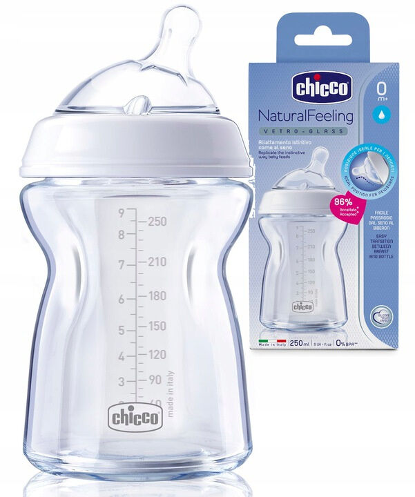 CHICCO BUTELKA SZKLANA NaturalFeeling 250ml 0M+