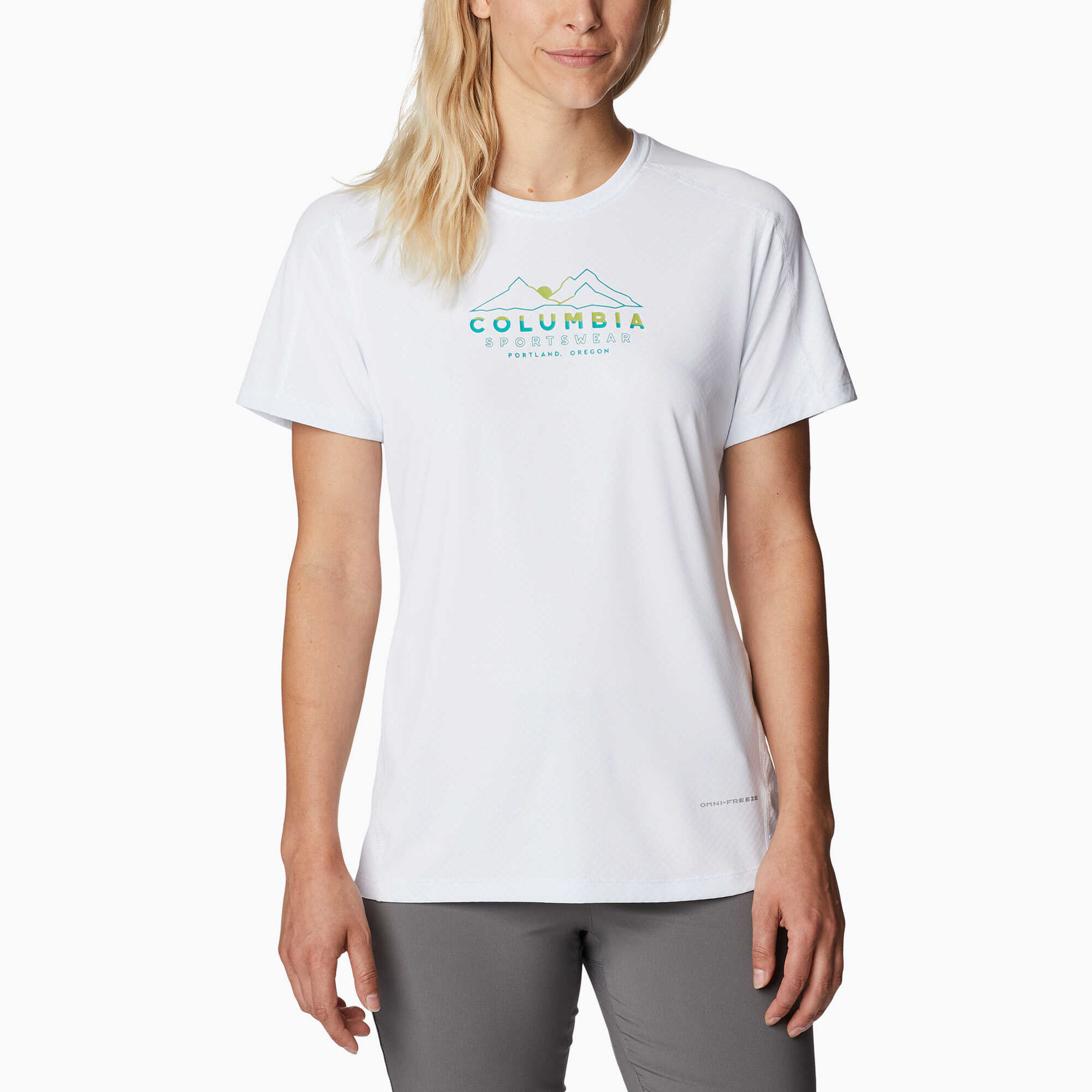 Koszulka trekkingowa damska Columbia Zero Rules Graphic Crew biała 1991583101 WYSYŁKA W 24H 30 DNI NA ZWROT