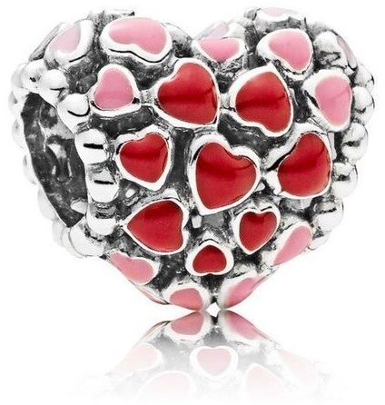 Rodowany srebrny charms do pandora kolorowe serce serduszko heart srebro 925 QS0080