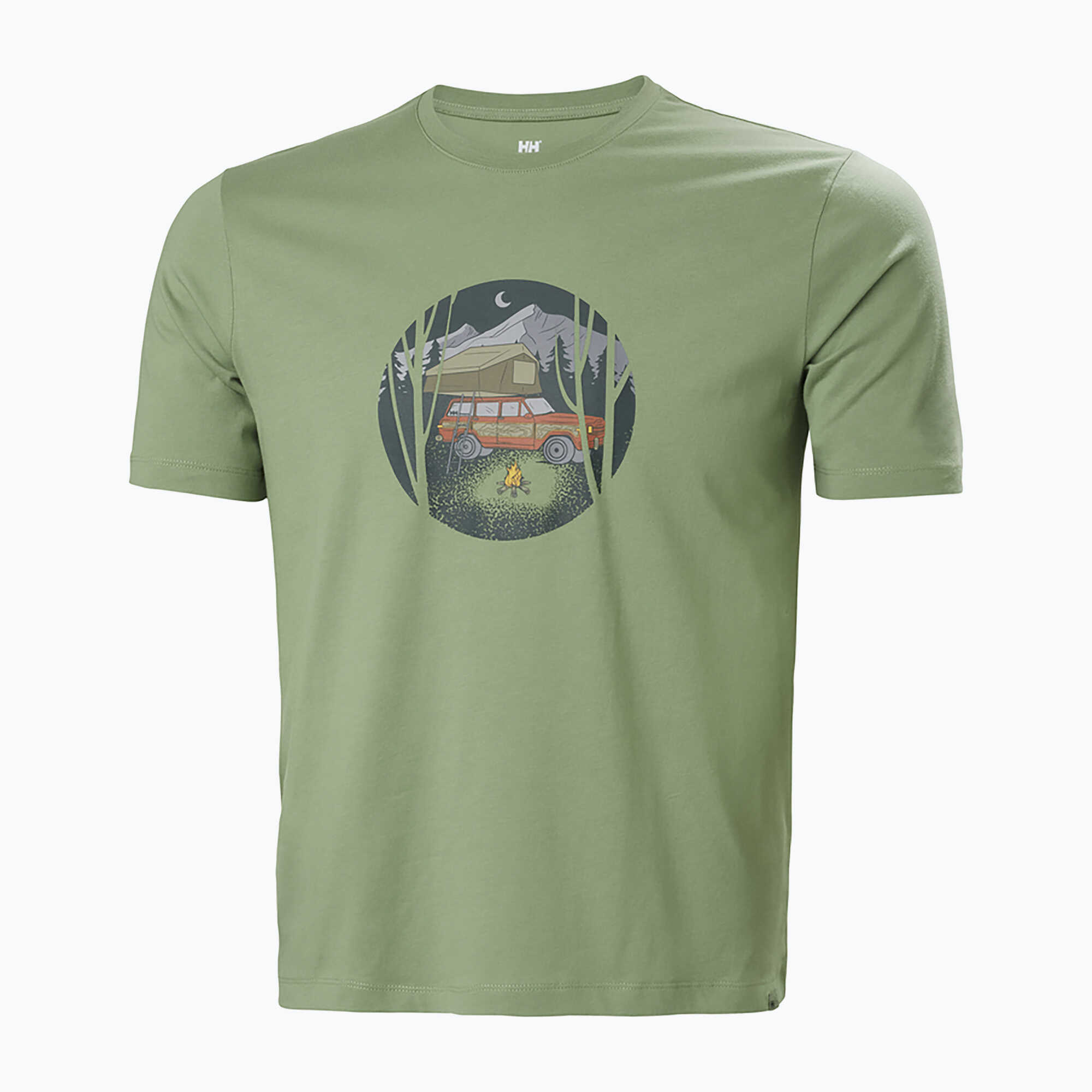 Koszulka trekkingowa męska Helly Hansen F2F Organic Cotton 2.0 zielona 63340_406 WYSYŁKA W 24H 30 DNI NA ZWROT