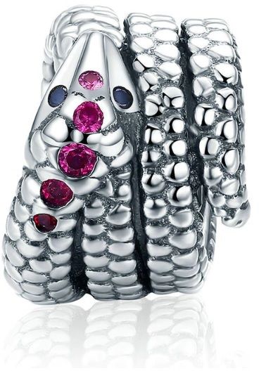 Rodowany srebrny charms do pandora wąż snake cyrkonie srebro 925 BEAD165S